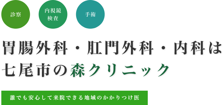 胃腸外科・肛門外科・内科は 七尾市の森クリニックへ